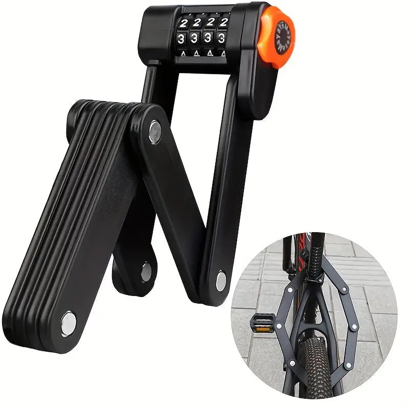 Heavy-Duty Folding Bike Lock with 4-Digit Combo Steel Chain Anti-Theft Security for Bicycles | Thomler