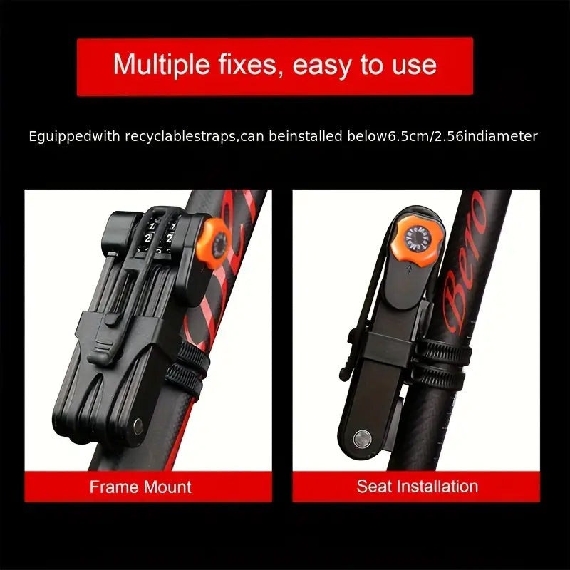 Heavy-Duty Folding Bike Lock with 4-Digit Combo Steel Chain Anti-Theft Security for Bicycles | Thomler