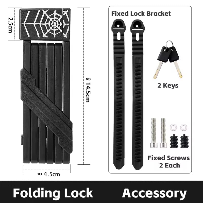 Folding Bicycle Lock Heavy-Duty Steel Anti-Theft Chain for Road Bikes Mountain Bikes E-Bikes Motorcycles Certified Security with Frame | Thomler