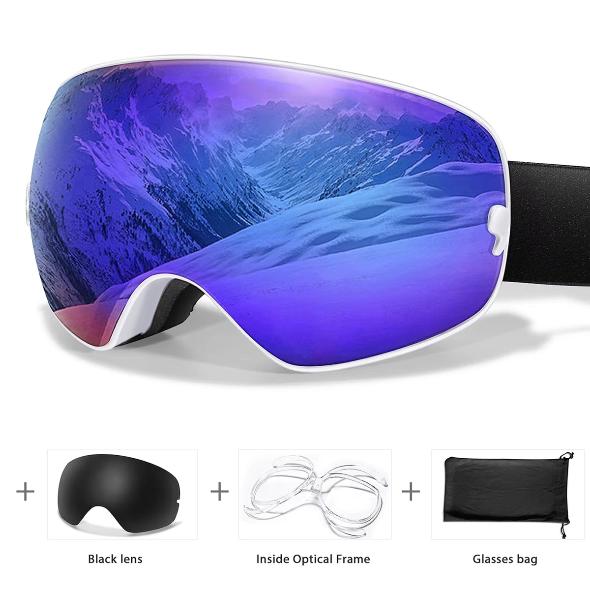 Anti-Fog Snow Goggles for Skiing & Snowboarding – UV400 Protection, OTG Compatible, Lightweight 4 oz Design | Thomler