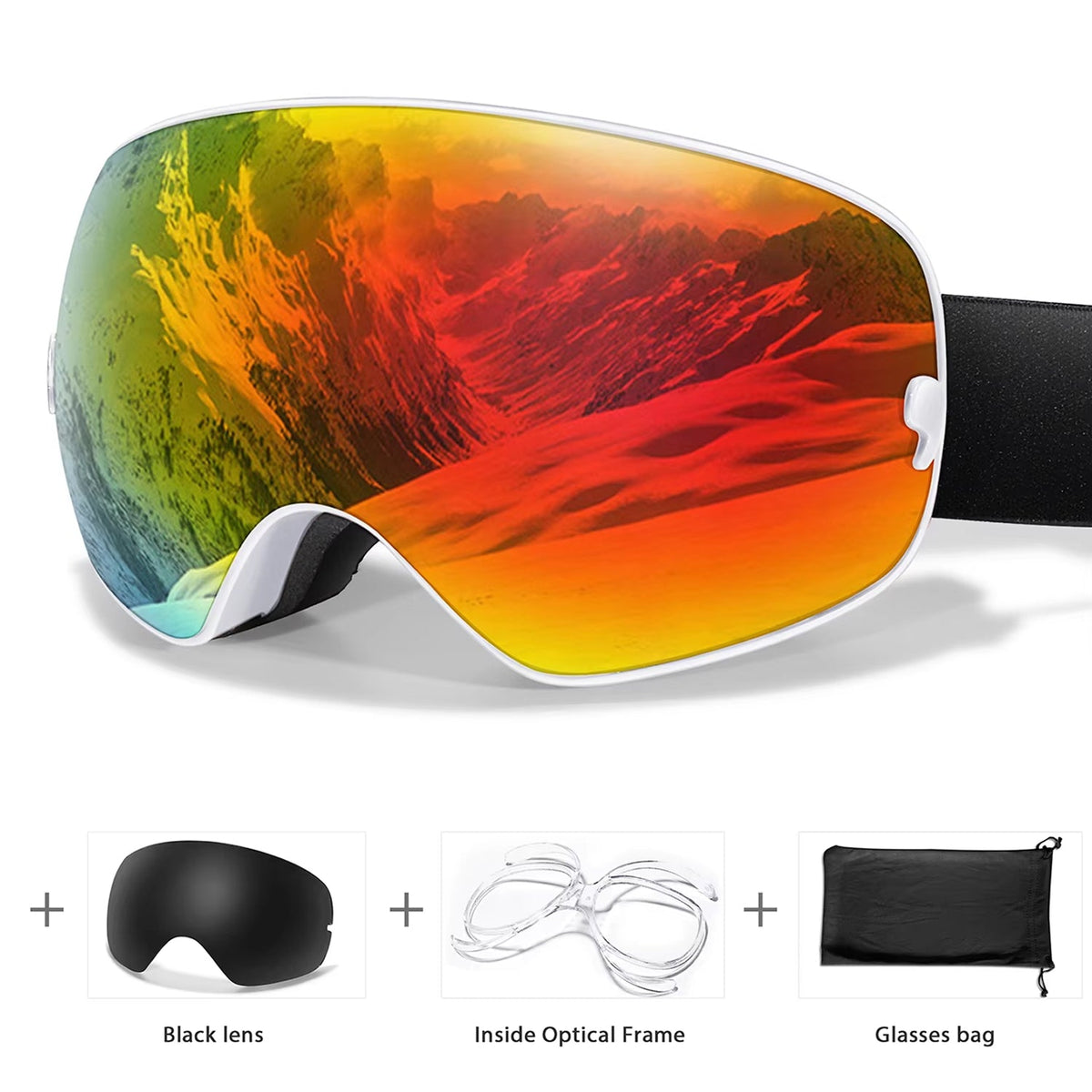 Anti-Fog Snow Goggles for Skiing & Snowboarding – UV400 Protection, OTG Compatible, Lightweight 4 oz Design | Thomler