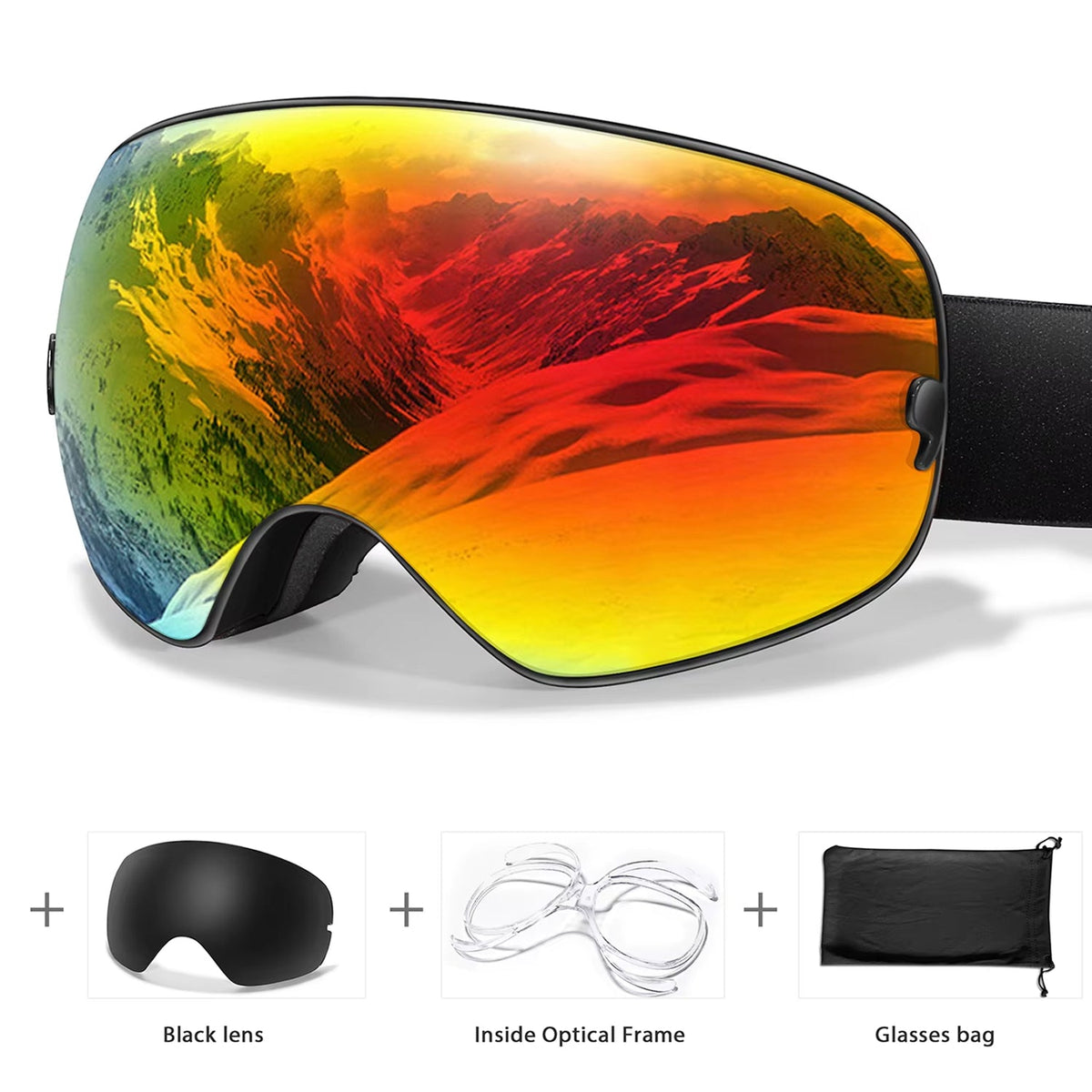 Anti-Fog Snow Goggles for Skiing & Snowboarding – UV400 Protection, OTG Compatible, Lightweight 4 oz Design | Thomler