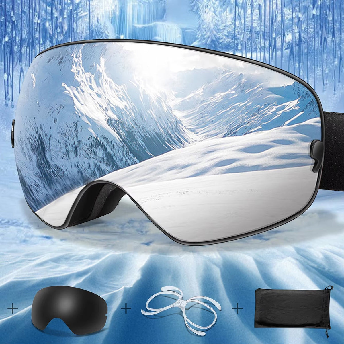 Anti-Fog Snow Goggles for Skiing & Snowboarding – UV400 Protection, OTG Compatible, Lightweight 4 oz Design | Thomler