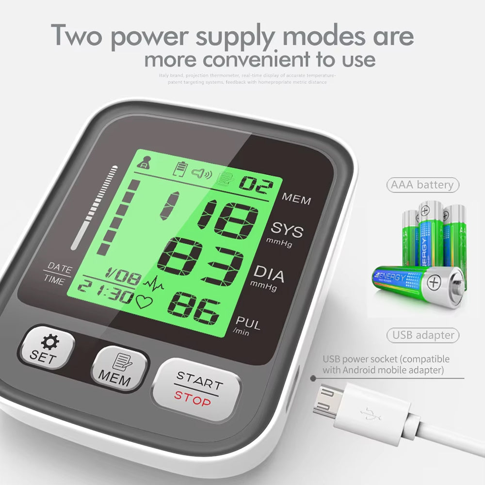 Upper Arm Blood Pressure Monitor with Color-Coded Readings & Dual-User Memory for Home Health Tracking | Thomler