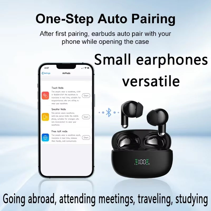 Real-Time Translation Earbuds with 144 Language Support & Bluetooth 5.3 for Travel, Business & Everyday Conversations | Thomler