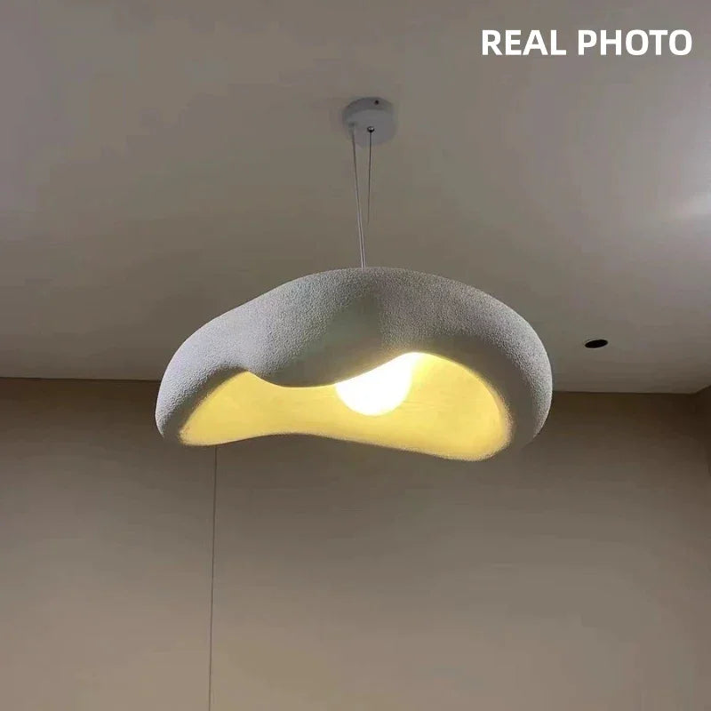 Pendant Light Resin 9.1 in Organic Black Dining Room Kitchen Island Hanging Ceiling Lamp Wabi Sabi Japandi | Thomler