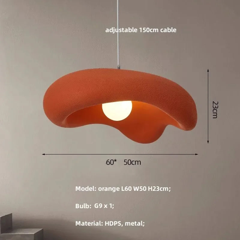 Pendant Light Resin 9.1 in Organic Black Dining Room Kitchen Island Hanging Ceiling Lamp Wabi Sabi Japandi | Thomler