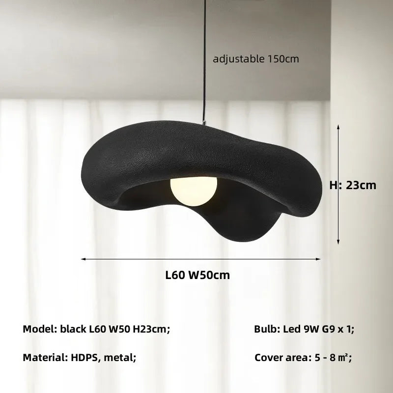 Pendant Light Resin 9.1 in Organic Black Dining Room Kitchen Island Hanging Ceiling Lamp Wabi Sabi Japandi | Thomler
