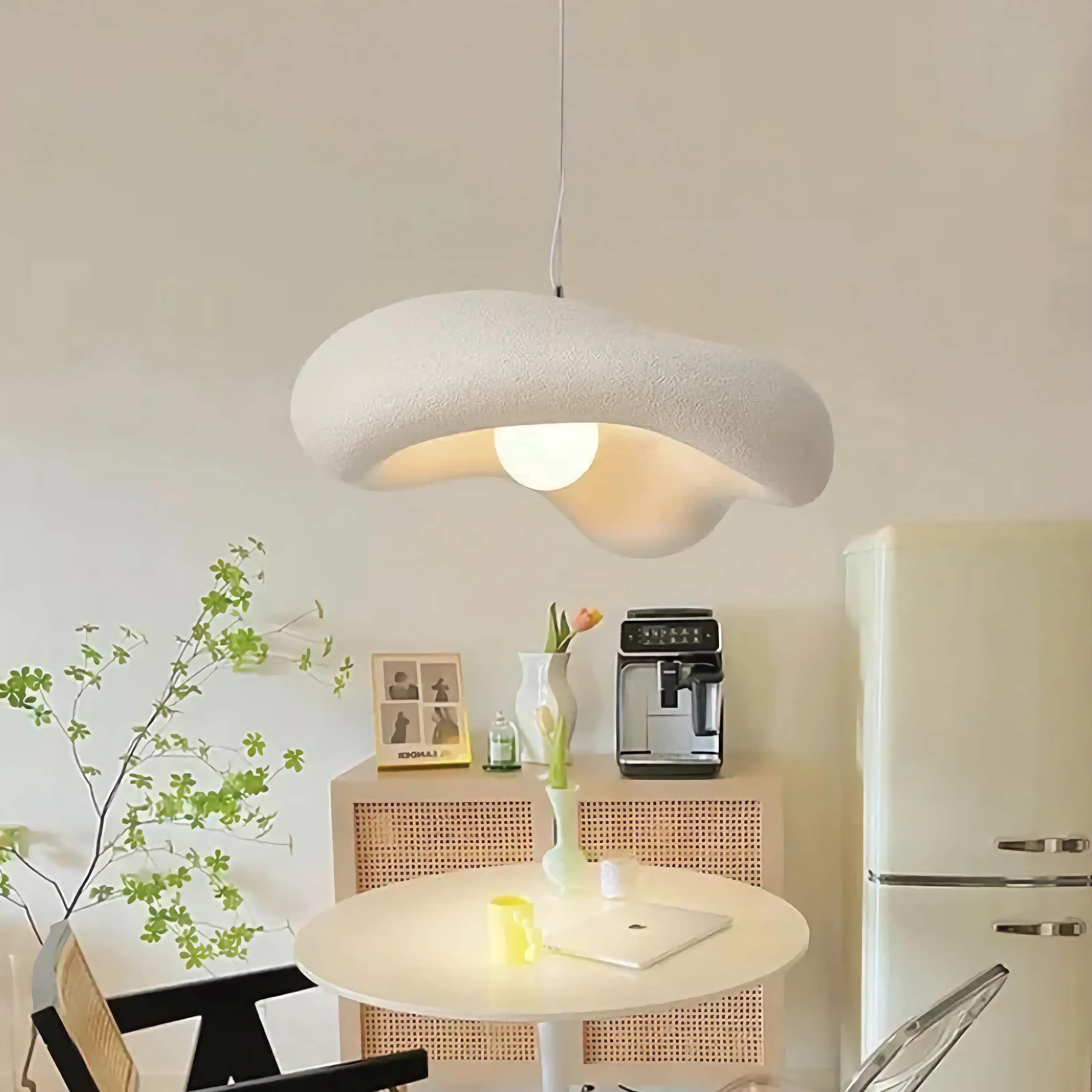 Pendant Light Resin 9.1 in Organic Black Dining Room Kitchen Island Hanging Ceiling Lamp Wabi Sabi Japandi | Thomler