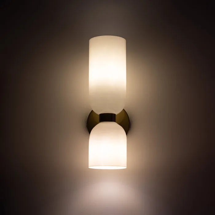 Wall Lamp Glass Double Shade 42.0 cm White Hallway Bedroom Ambient Lighting Decorative Sconce Modern Interior Accent Light | Thomler