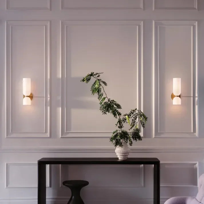 Wandlamp Glas Goud Dubbele Kap 35cm E14 Hal Woonkamer Slaapkamer Modern Stijlvol | Sansoti