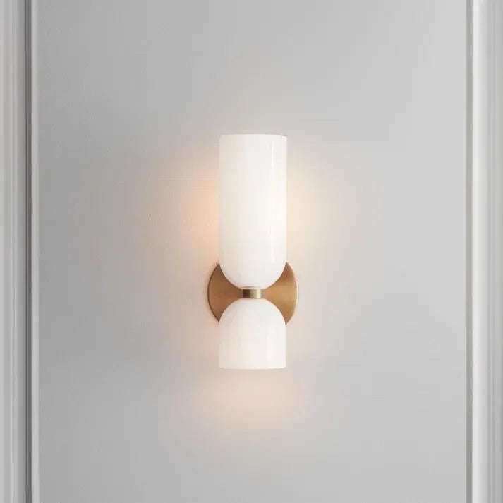 Wandlamp Glas Goud Dubbele Kap 35cm E14 Hal Woonkamer Slaapkamer Modern Stijlvol | Sansoti