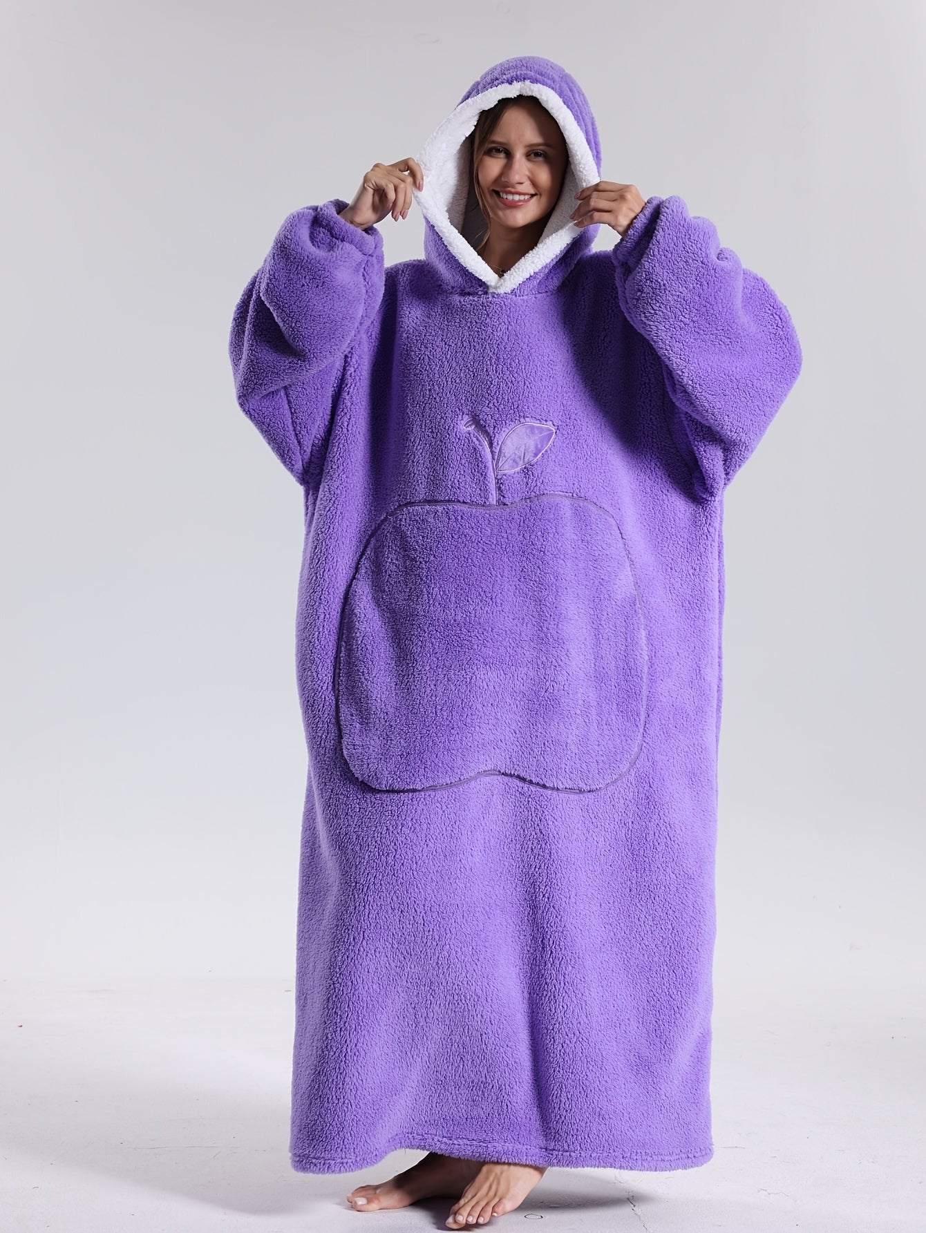 Oversized Wearable Blanket Hoodie with Sleeves & Pocket – Plush Throw for Couch, Bed, Camping – One Size Adults | Thomler