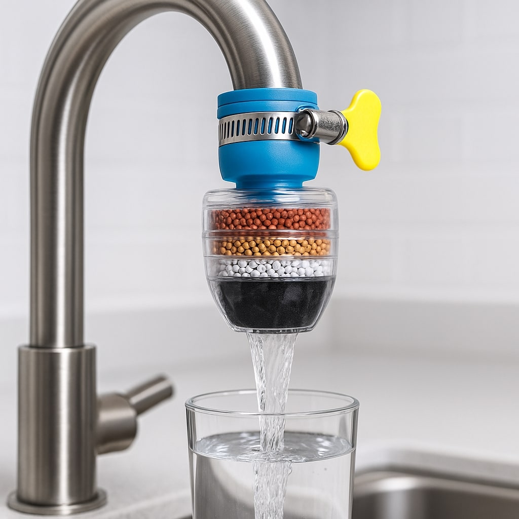 Faucet Water Filter for Kitchen & Bathroom Sink | Multi-Stage Carbon Filtration System for Home Tap | Removes Chlorine & Sediment | Thomler