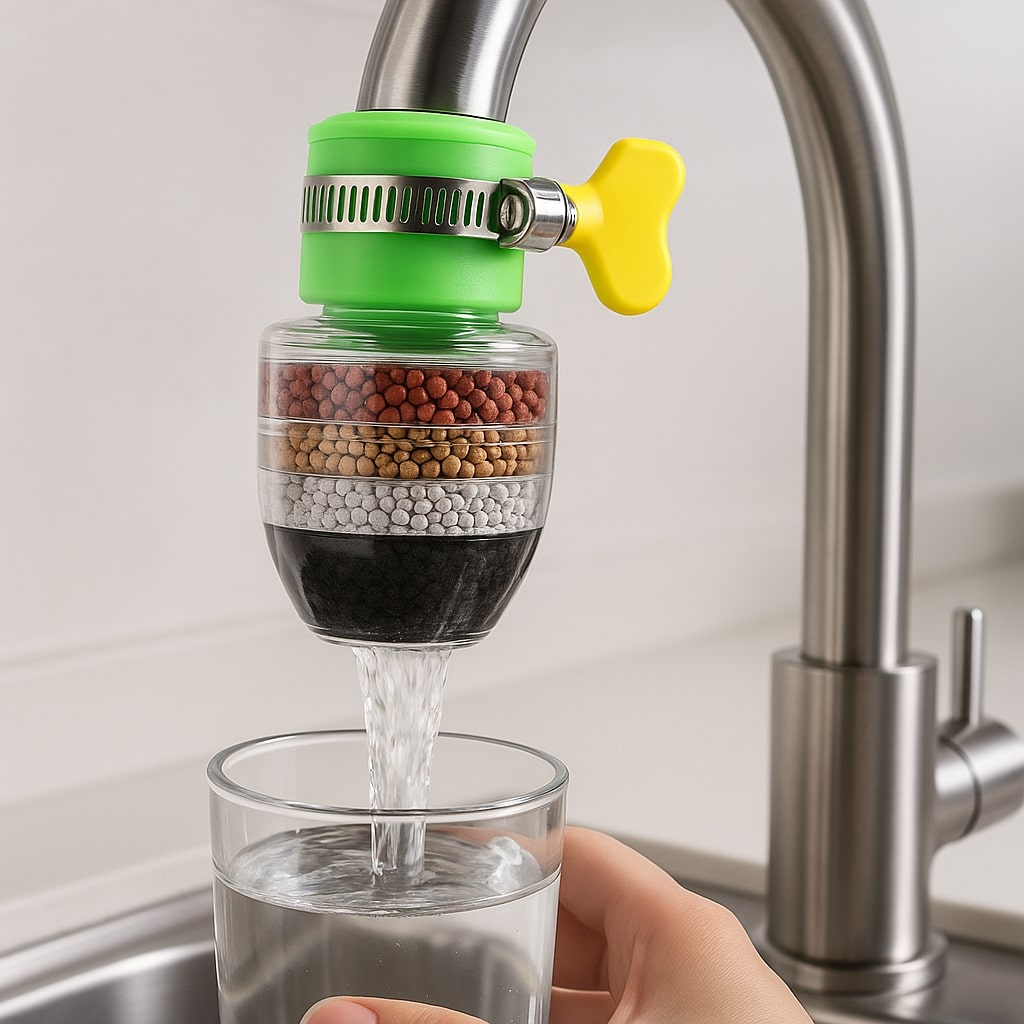Faucet Water Filter for Kitchen & Bathroom Sink | Multi-Stage Carbon Filtration System for Home Tap | Removes Chlorine & Sediment | Thomler