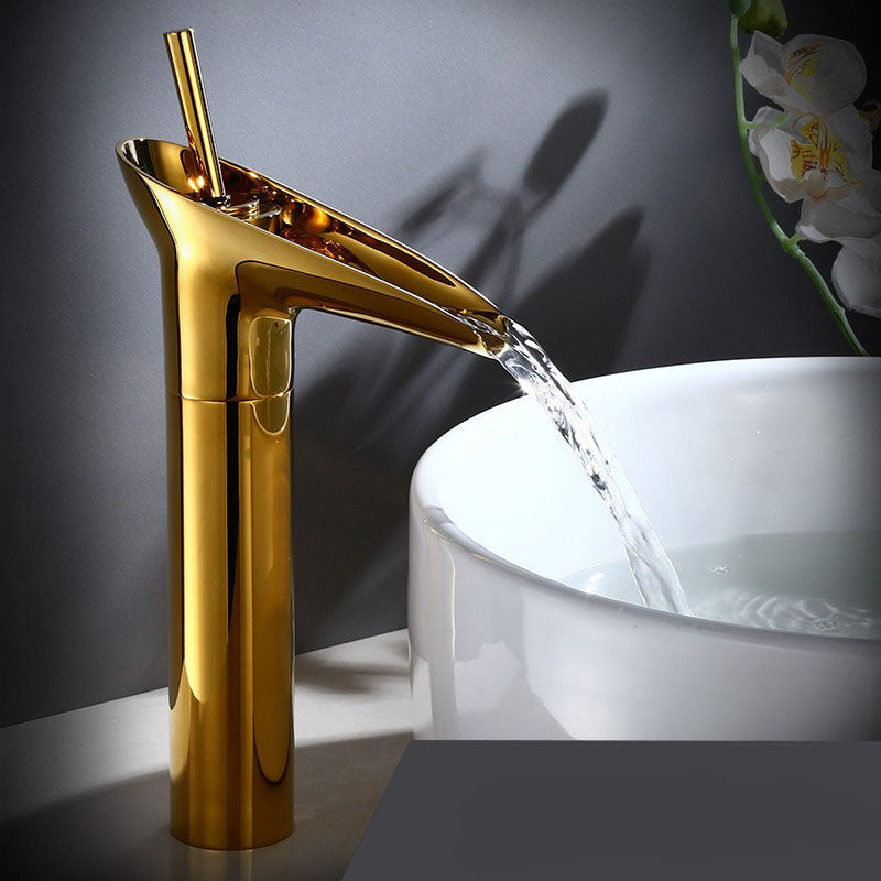 Single-Handle Waterfall Bathroom Faucet in Antique Bronze, Chrome, Gold & Black Finish for Vessel Sink | Thomler