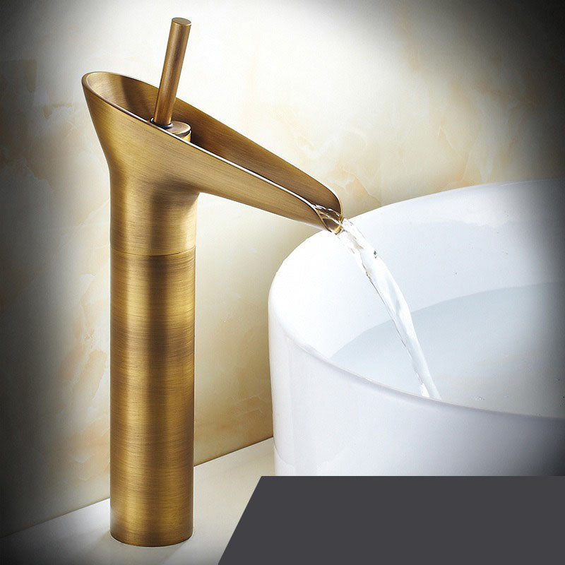 Single-Handle Waterfall Bathroom Faucet in Antique Bronze, Chrome, Gold & Black Finish for Vessel Sink | Thomler