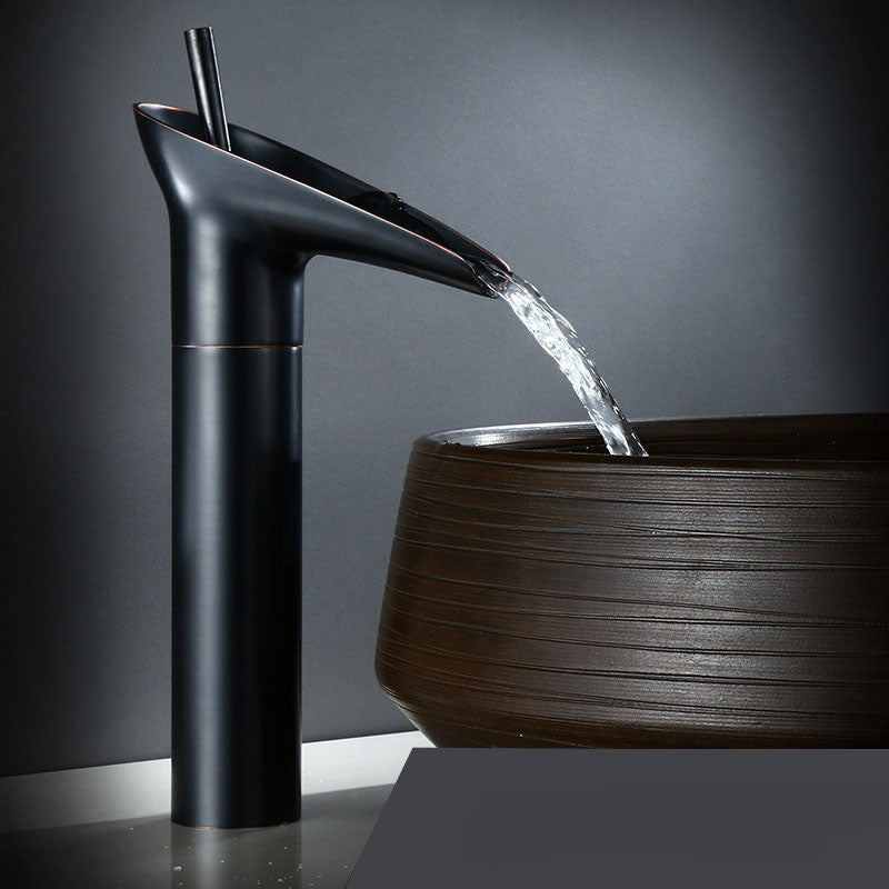 Single-Handle Waterfall Bathroom Faucet in Antique Bronze, Chrome, Gold & Black Finish for Vessel Sink | Thomler