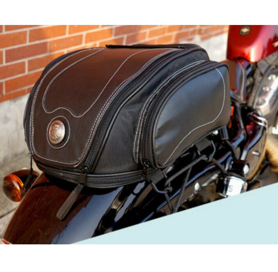 Expandable Motorcycle Rear Cargo Bag with Weather Protection & Convertible Carry Options for Touring, Cruising, Sport Bikes | Thomler