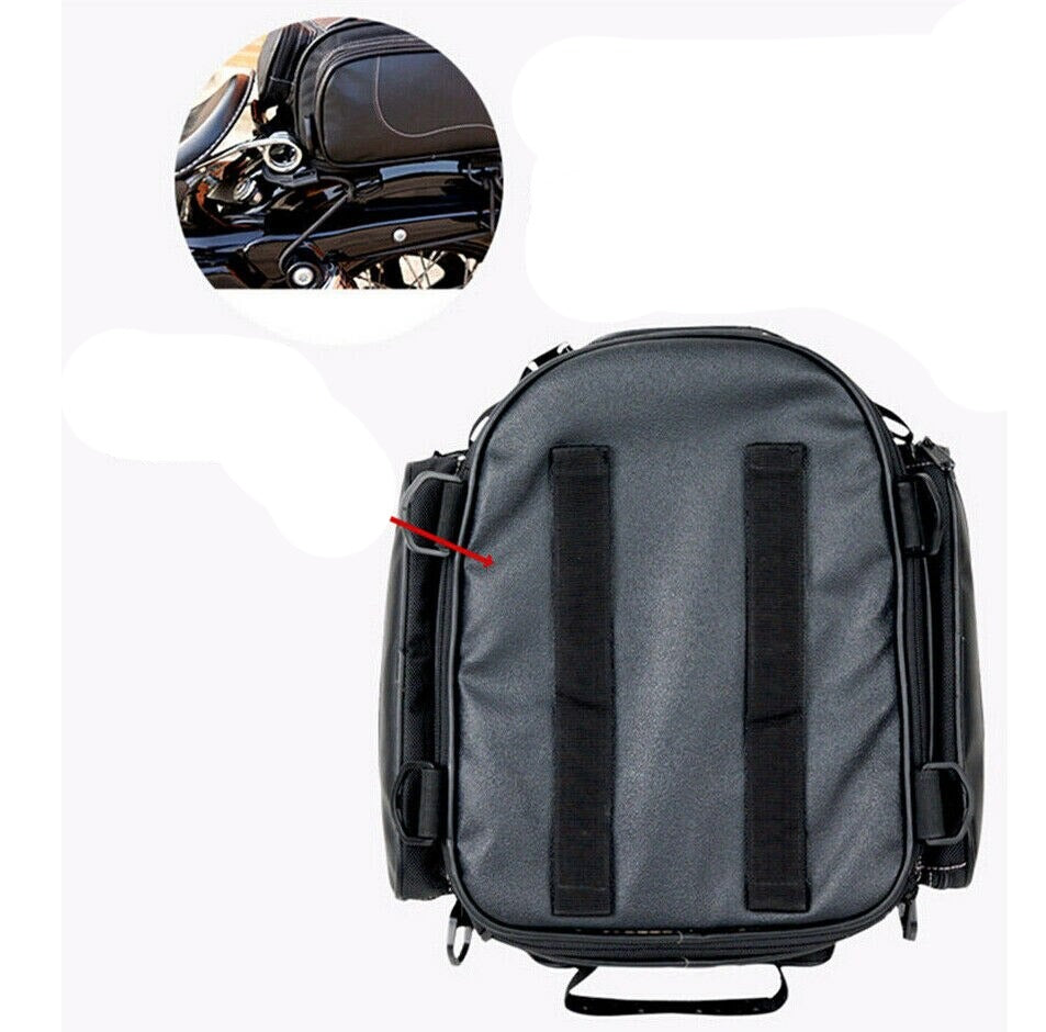 Expandable Motorcycle Rear Cargo Bag with Weather Protection & Convertible Carry Options for Touring, Cruising, Sport Bikes | Thomler