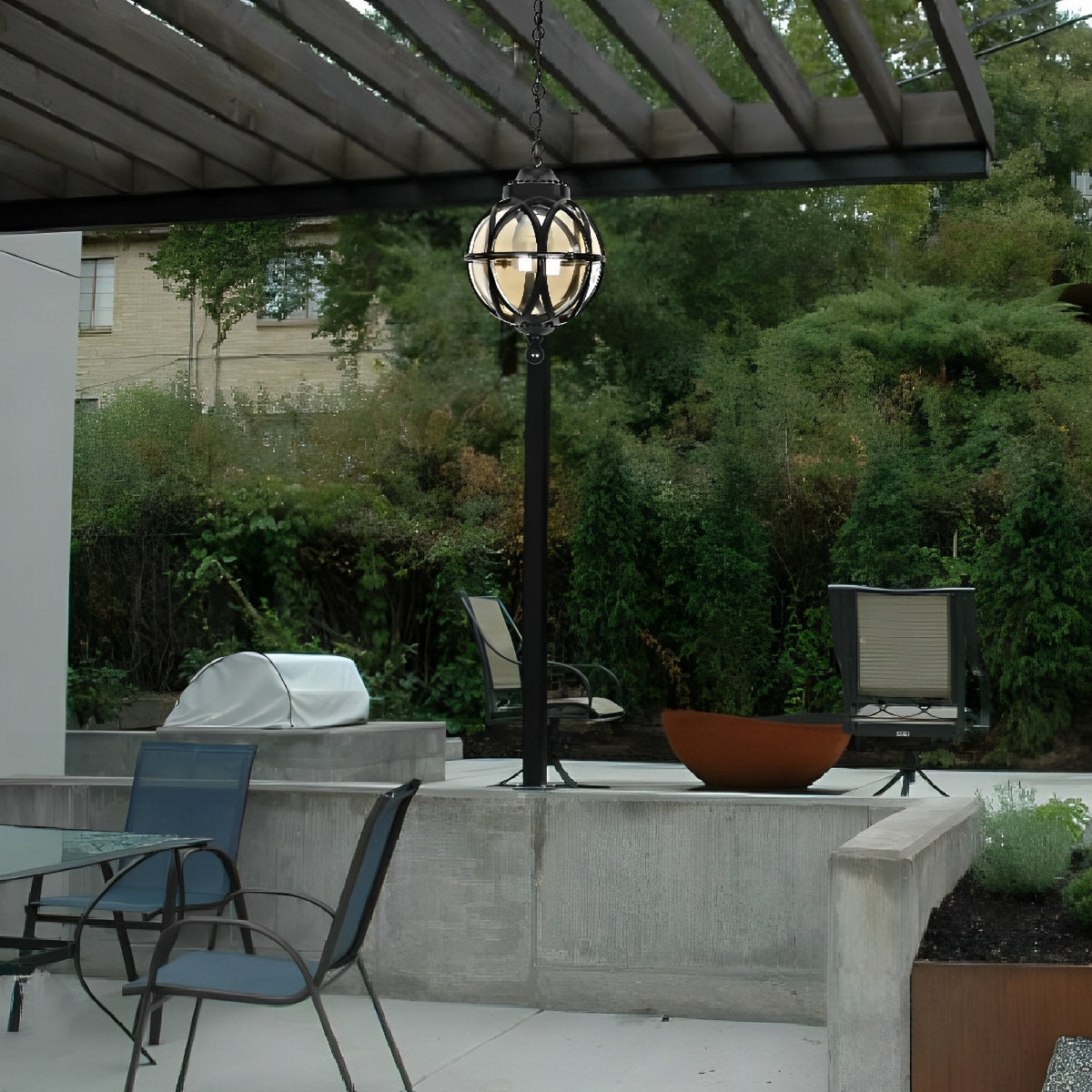 Pendant Light Aluminium Glass Globe Ø 28.0 cm Bronze Outdoor Veranda Pergola Hanging Ceiling Lantern | Thomler