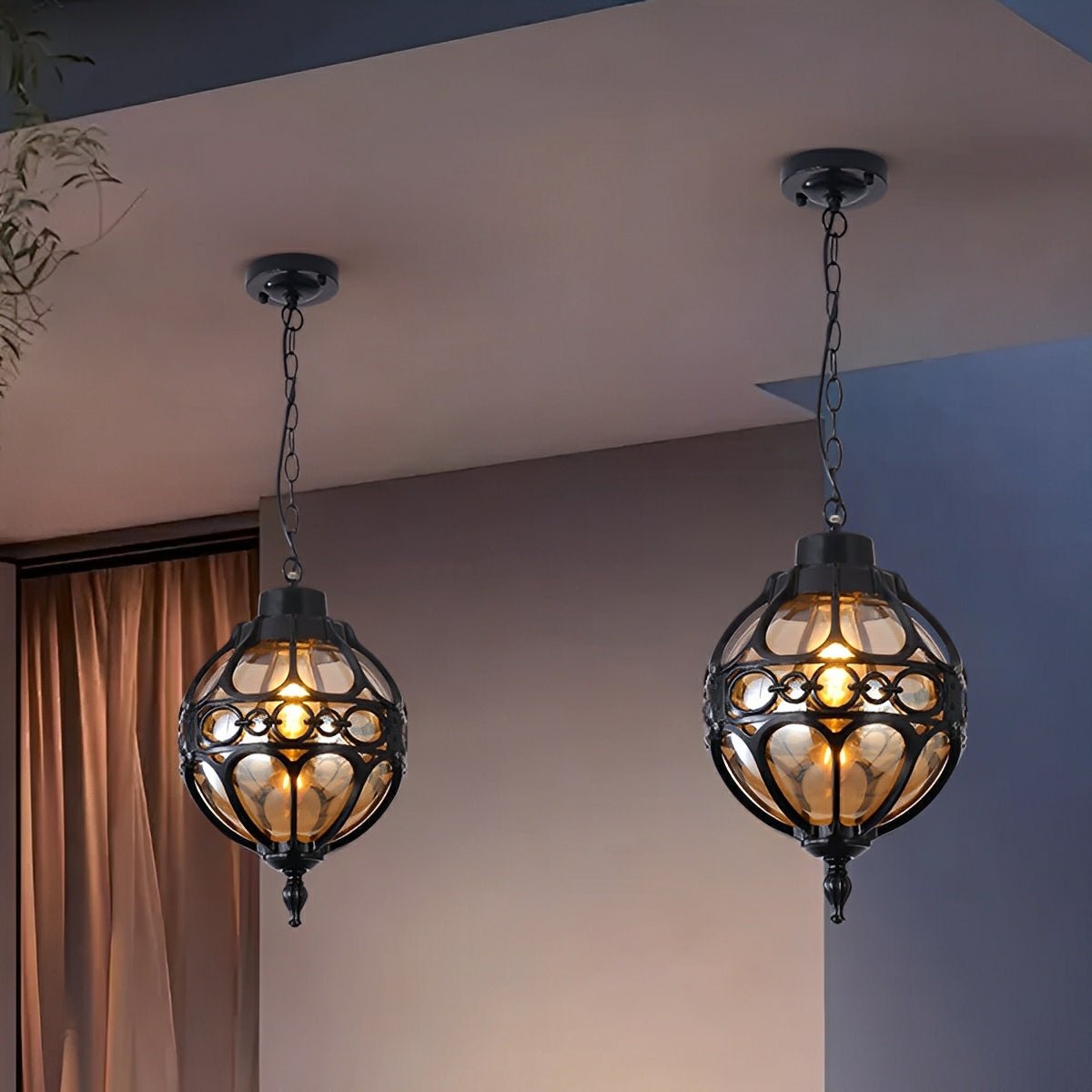 Pendant Light Aluminium Glass Globe 27.0 cm Bronze Outdoor Pergola Terrace Hanging Lantern E27 Waterproof Ceiling Light | Thomler