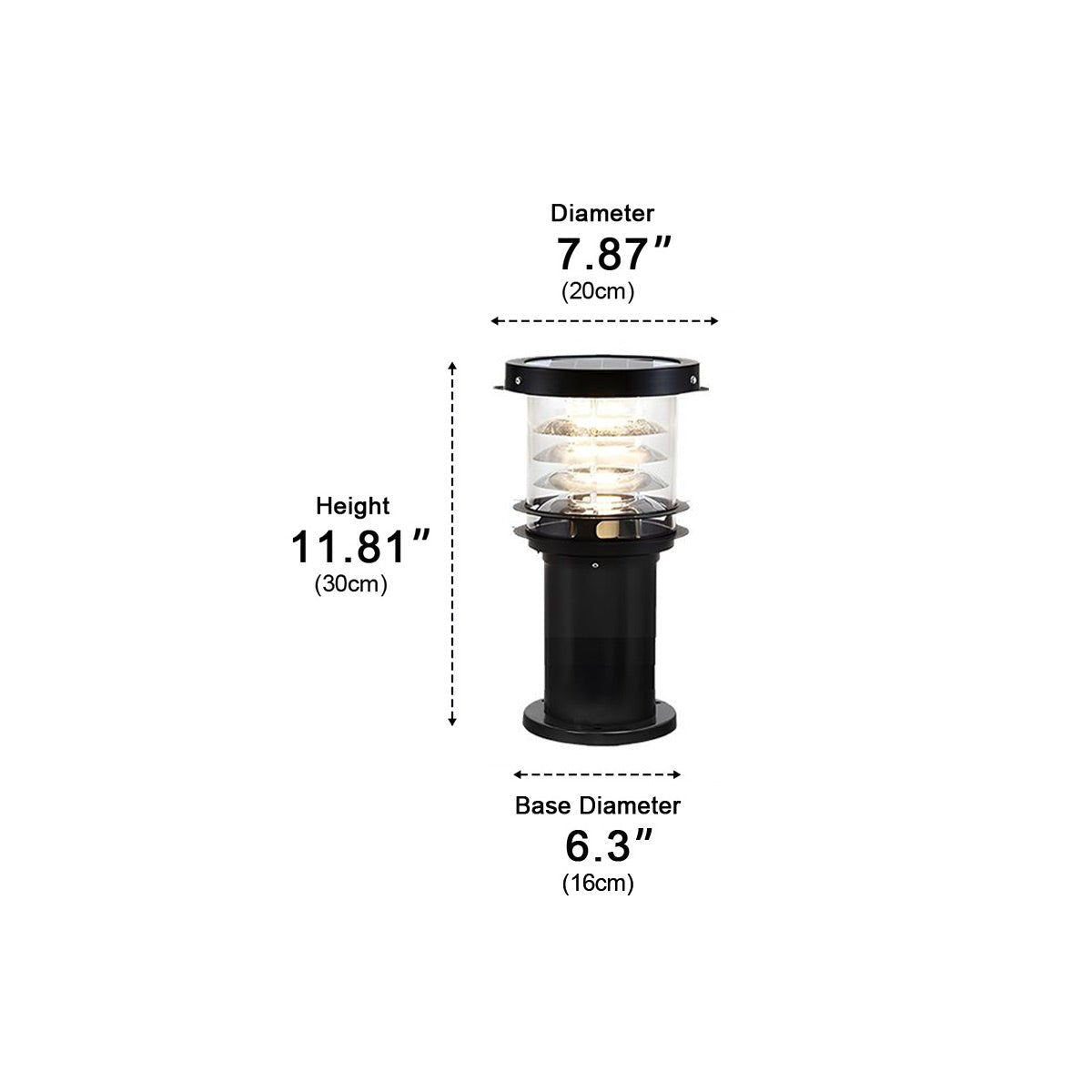 LED Bollard Post Light Outdoor Garden Path Lighting Aluminum 7W IP65 Weatherproof for Patio Yard Walkway Landscape Solar Hardwired | Thomler