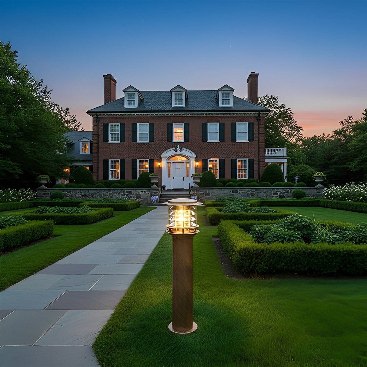 Outdoor Lawn Lamp Die-Cast Aluminum 11.8 in Tiered LED Black Garden Patio Lighting Landscape | Thomler