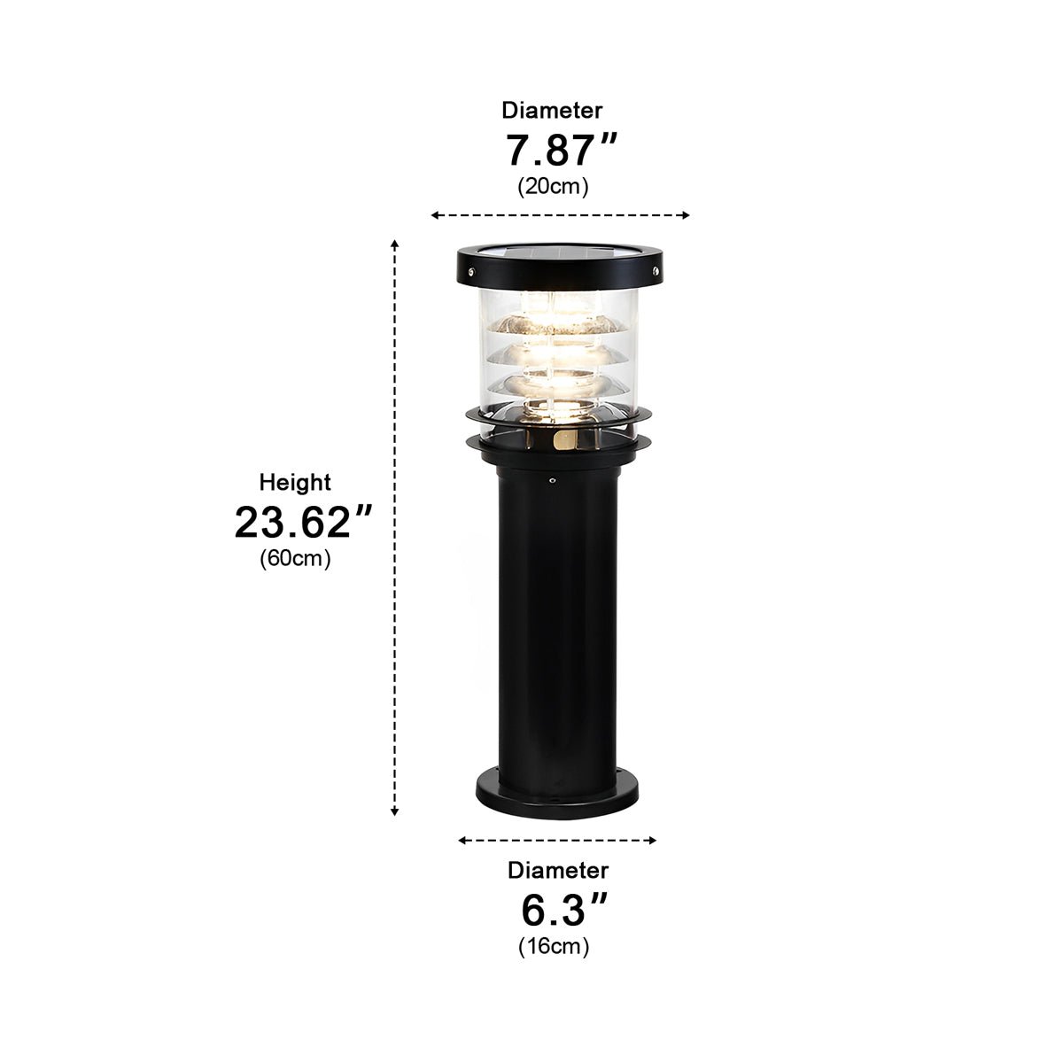 Outdoor Lawn Lamp Die-Cast Aluminum 11.8 in Tiered LED Black Garden Patio Lighting Landscape | Thomler