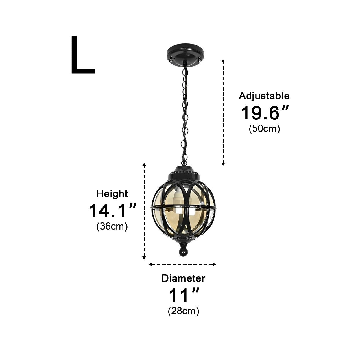 Pendant Light Aluminium Glass Globe Ø 28.0 cm Bronze Outdoor Veranda Pergola Hanging Ceiling Lantern | Thomler