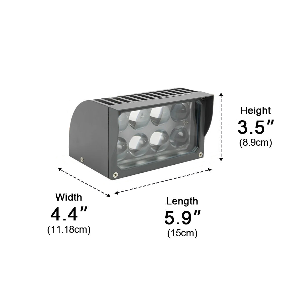 Outdoor LED Spotlight Die Cast Aluminum 20W Adjustable Gray Exterior Wall Light 5.9 in x 4.4 in x 3.5 in For Home Hotel Building Facade Illumination Waterproof Long-Range | Thomler