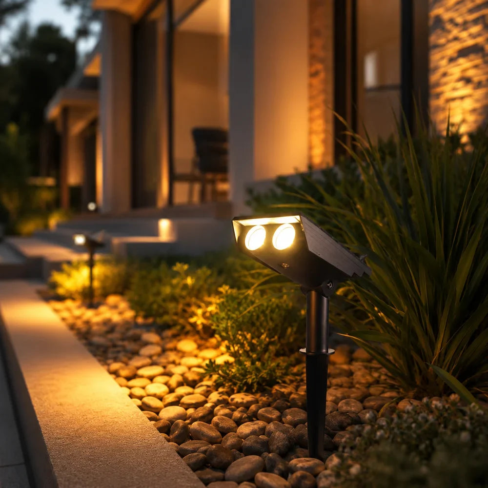 Outdoor Solar Garden Spotlight with Adjustable Beam – Rechargeable Stake Light for Yard, Walkway & Patio Lighting | Thomler