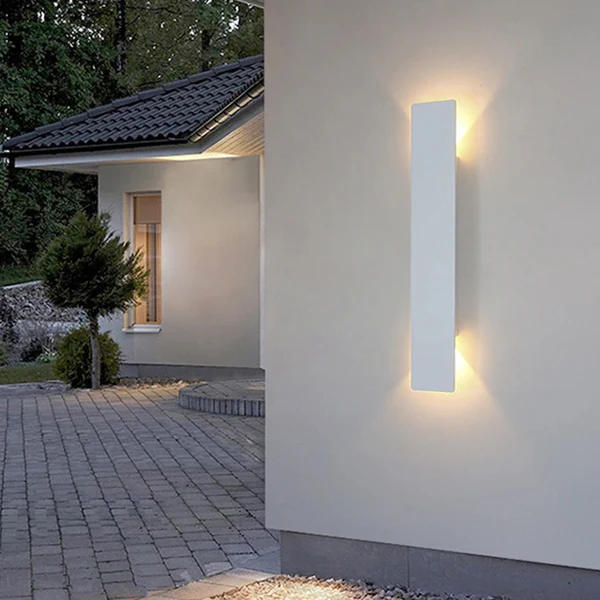 Outdoor LED Wall Light Aluminum Waterproof Sconce Modern Slim Strip Design for Patio Garden Facade Warm White Cold White | Thomler