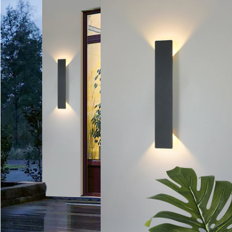 Outdoor LED Wall Light Aluminum Waterproof Sconce Modern Slim Strip Design for Patio Garden Facade Warm White Cold White | Thomler
