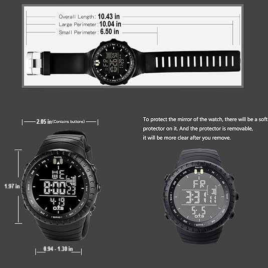 Digital Sports Watch for Men Shock Resistant Waterproof Alarm LED Backlight Tactical Wristwatch for Running Hiking Swimming Outdoor Activiti | Thomler