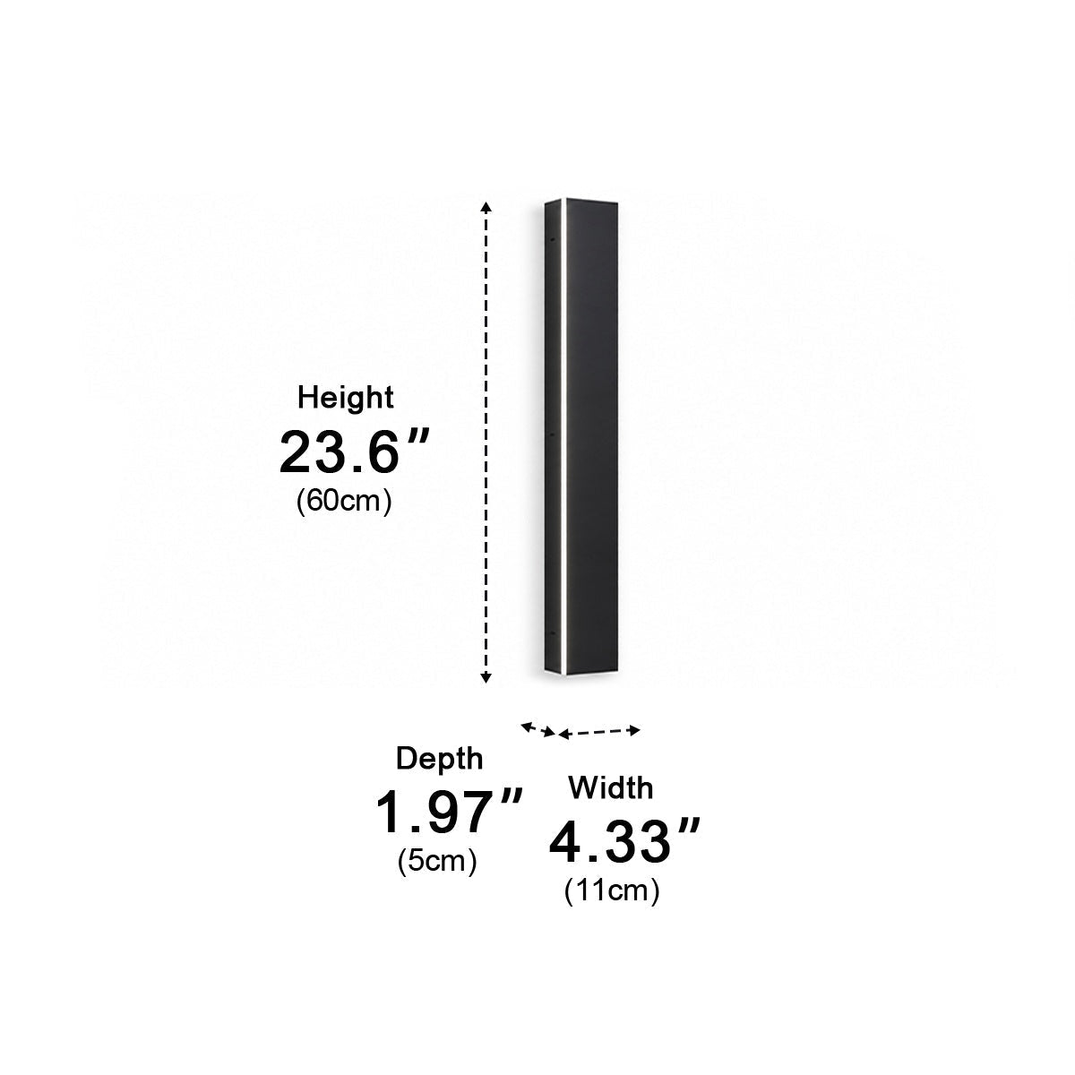 Linear Aluminum Exterior Sconce 485lm IP65 Rated for Entryway Deck Pathway Facade in Black | Thomler