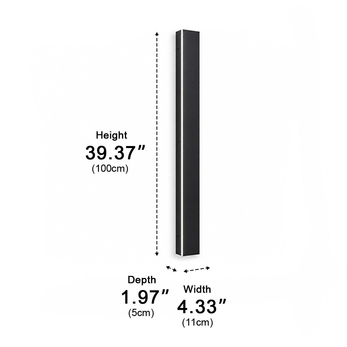 Linear Aluminum Exterior Sconce 485lm IP65 Rated for Entryway Deck Pathway Facade in Black | Thomler