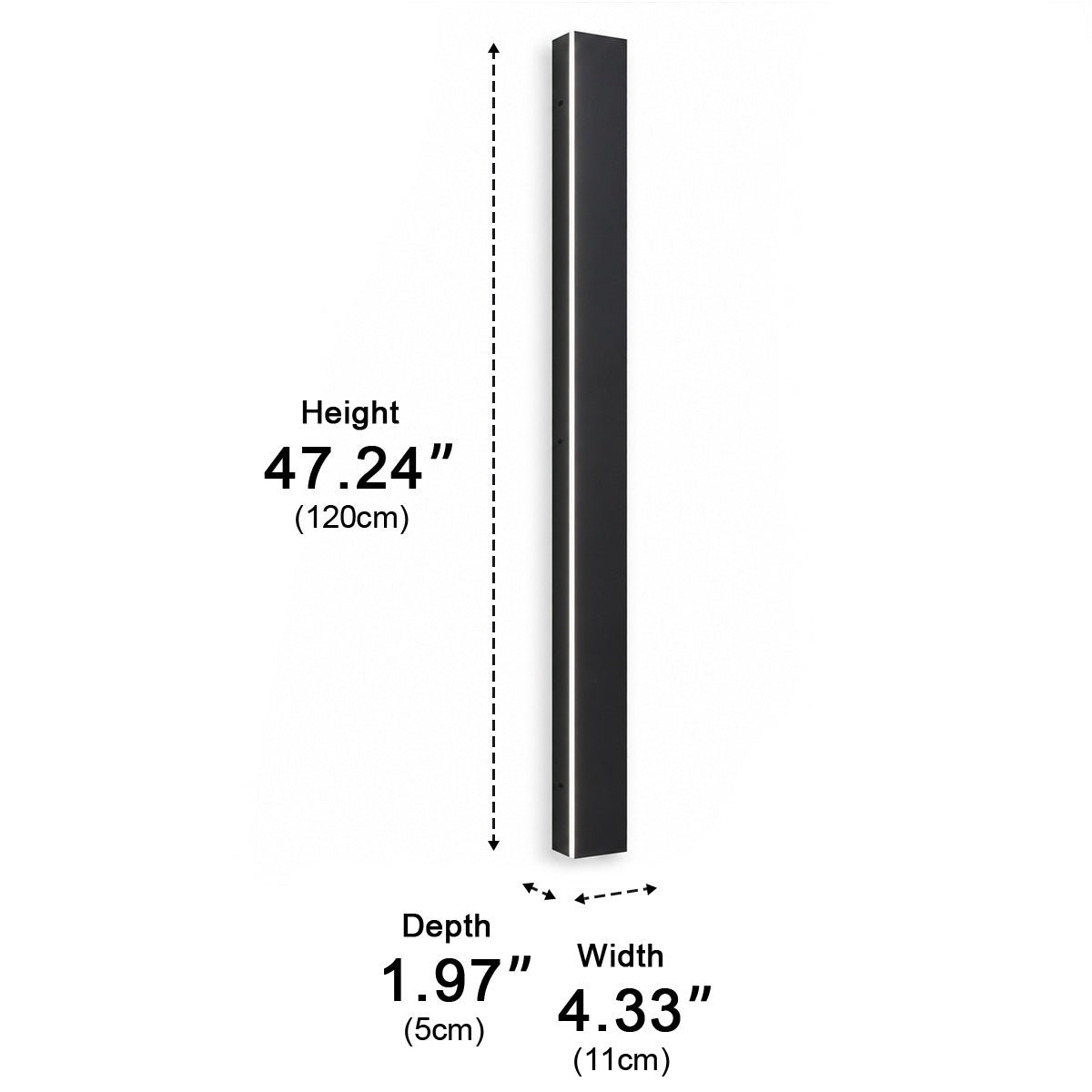 Linear Aluminum Exterior Sconce 485lm IP65 Rated for Entryway Deck Pathway Facade in Black | Thomler