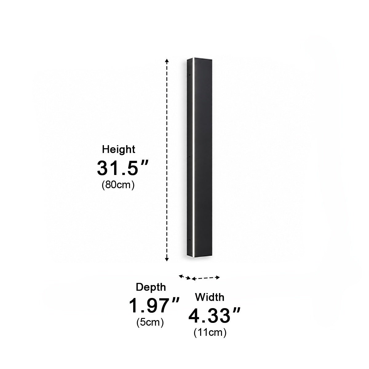 Linear Aluminum Exterior Sconce 485lm IP65 Rated for Entryway Deck Pathway Facade in Black | Thomler