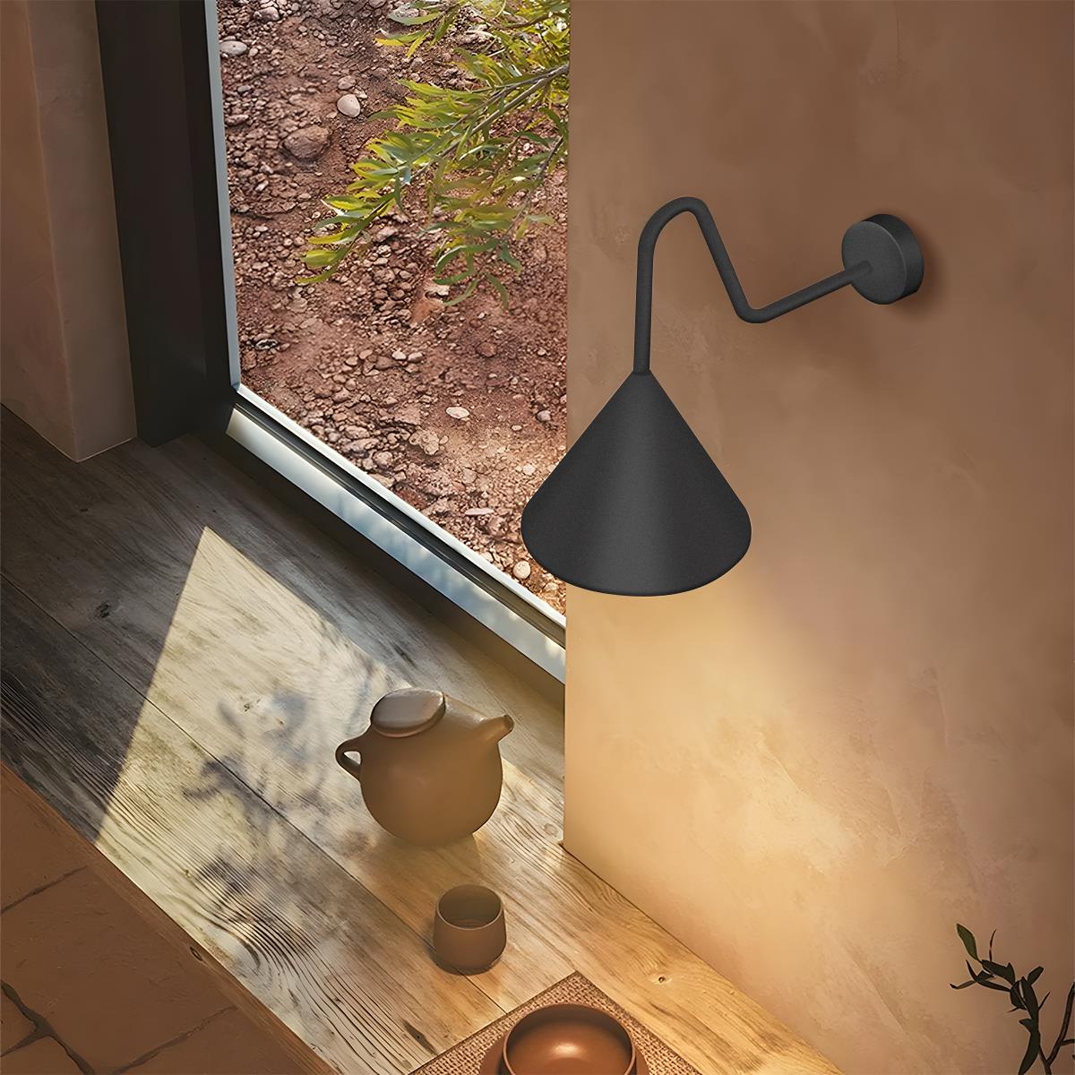 Outdoor Wall Sconce Metal 9.8 in Black Warm White Porch Patio Courtyard Lighting Modern Minimalist | Thomler