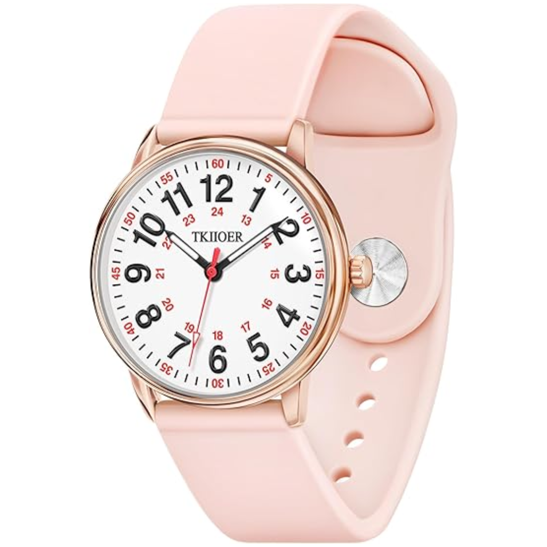 Clip-On Fob Watch for Nurses & Healthcare Workers with Luminous Dial 12/24 Hour Second Hand 164 ft Waterproof for Medical Students CNAs | Thomler
