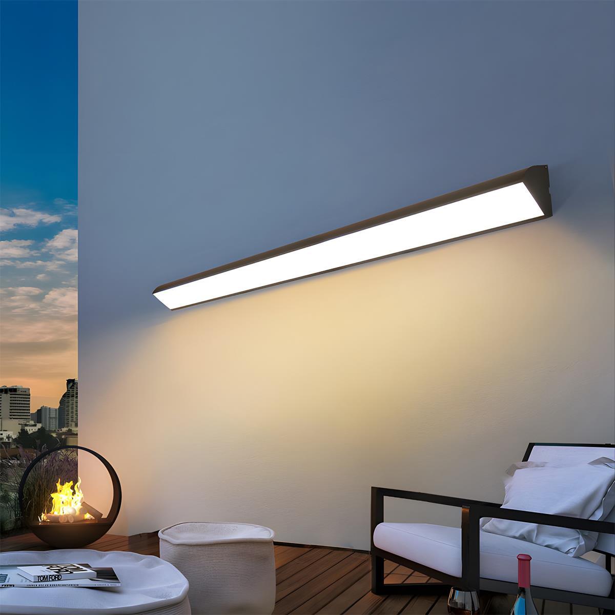 Outdoor Wall Light Aluminum 18–80W Black Modern Porch Garden Patio LED Strip Lighting | Thomler