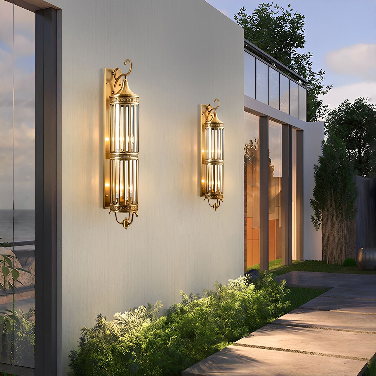 Wall Sconce Light Copper 21.7 in Outdoor Porch LED Vintage Mid Century Warm White 3000K Garden Patio Yard Decorative Lighting | Thomler