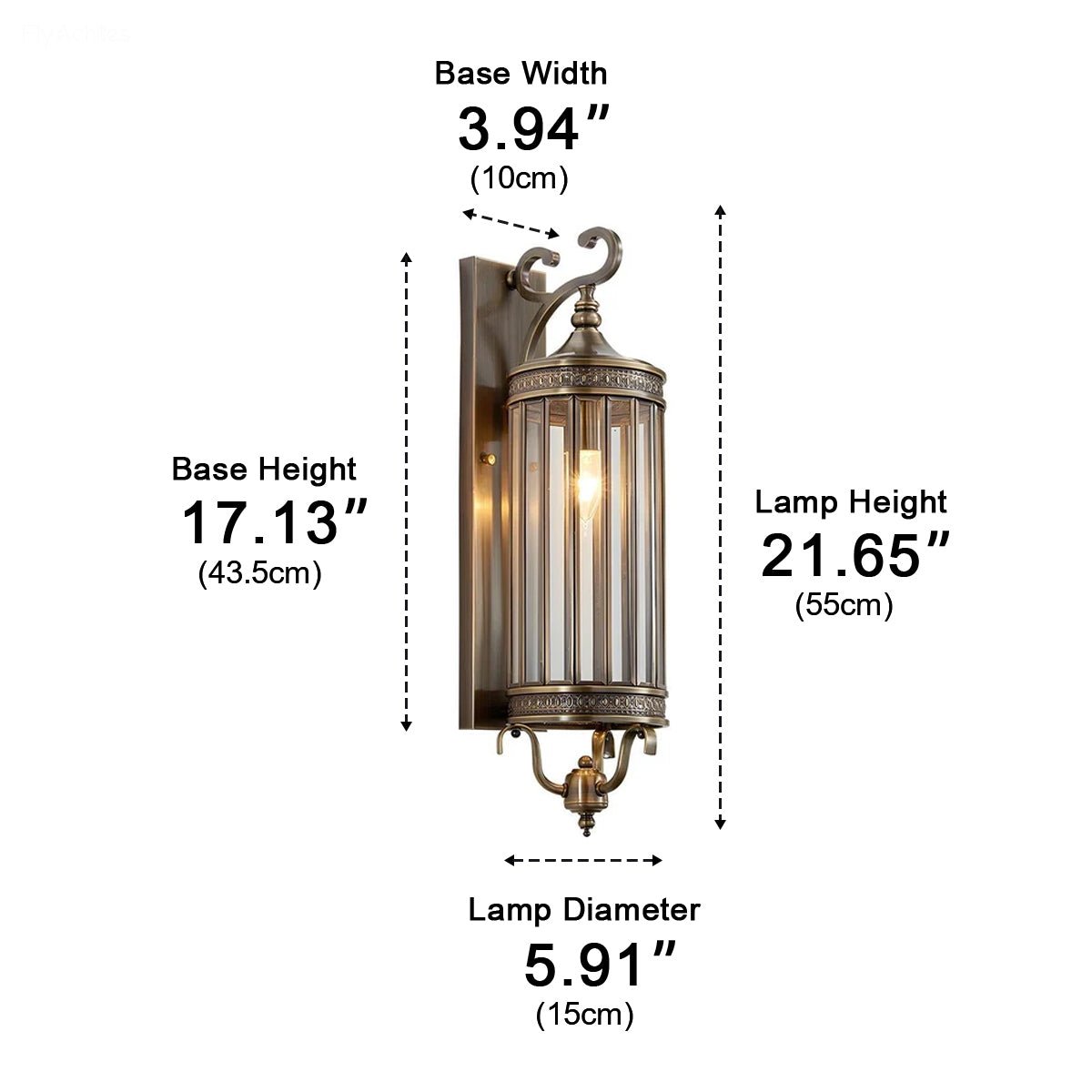 Antique Brass Glass Lantern Sconce for Outdoor Entryways – IP65 Weatherproof LED Fixture for Home Facades & Patios | Thomler