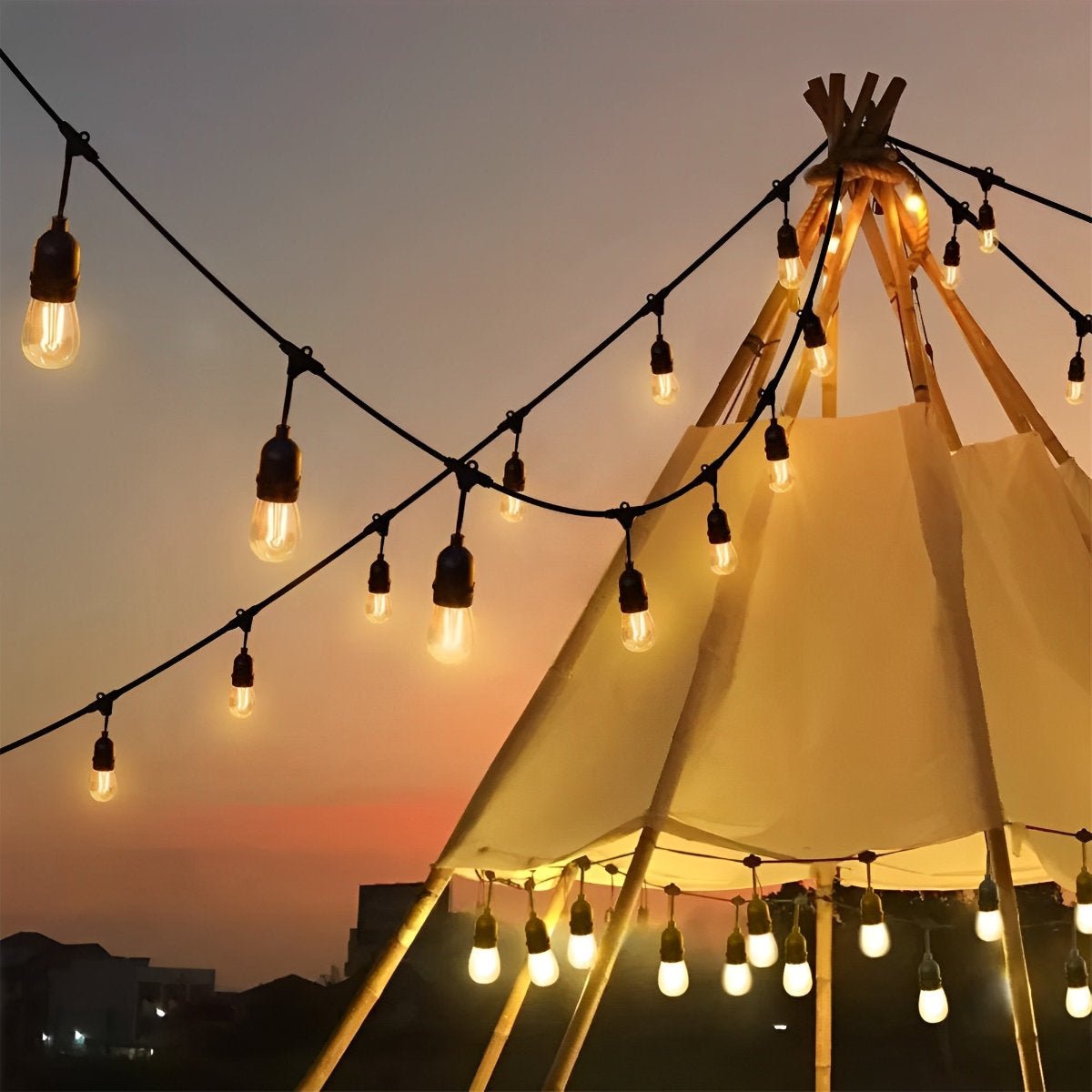 Vintage Edison Globe Cafe String Lights – Weather-Resistant Decorative Patio Lighting for Deck Pergola Wedding Bistro Backyard Party | Thomler