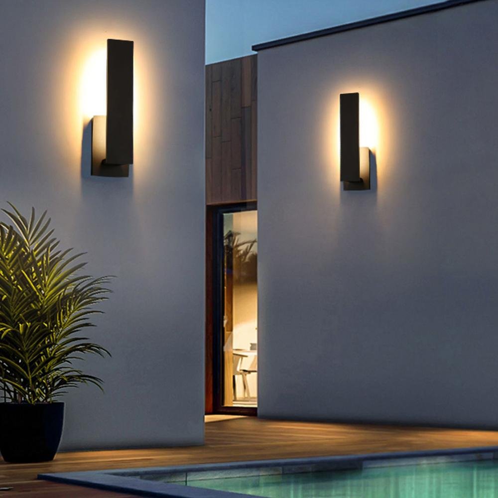 Wall Light Aluminium 42.5 cm Black LED Outdoor Facade Front Door Patio Sconce Waterproof Warm White | Thomler