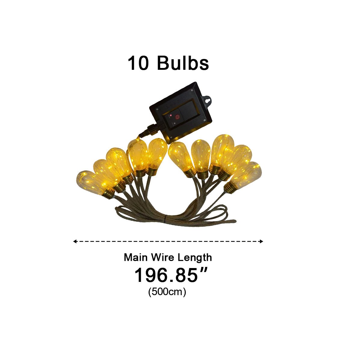 String Lights Jute Cable 10.0 m 20 LED Warm White Solar Garden Patio Pergola Edison Outdoor Lighting | Thomler