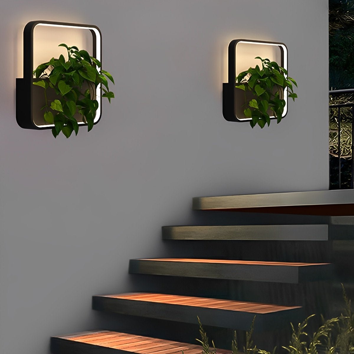Solar LED Wall Planter Fixture with Built-In Flower Pot for Patio, Deck & Entryway – Weatherproof Modern Outdoor Sconce | Thomler