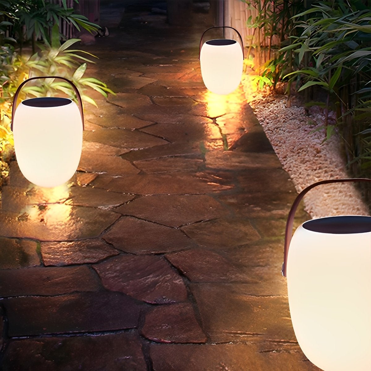Table Lamp PE Globe Shade 18.0 cm White Garden Patio Solar LED Lantern Portable Outdoor Mood Light Dimmable | Thomler