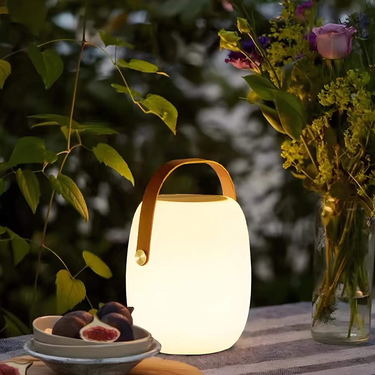 Table Lamp PE Globe Shade 18.0 cm White Garden Patio Solar LED Lantern Portable Outdoor Mood Light Dimmable | Thomler